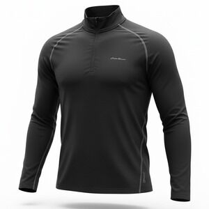Eddie Bauer First Ascent 1/4 Zip Pullover Mens M Medium Black FreeHeat Pro